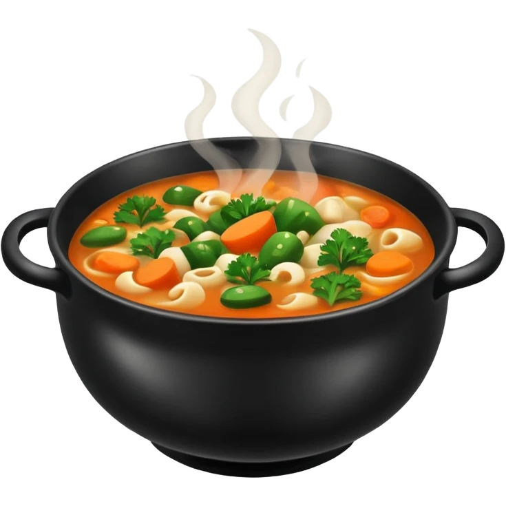 Realistic Soup in a black bowl   emoji
