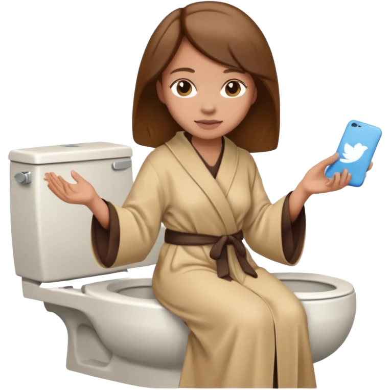 emoji femme brune peau claire sur des toilettes emoji