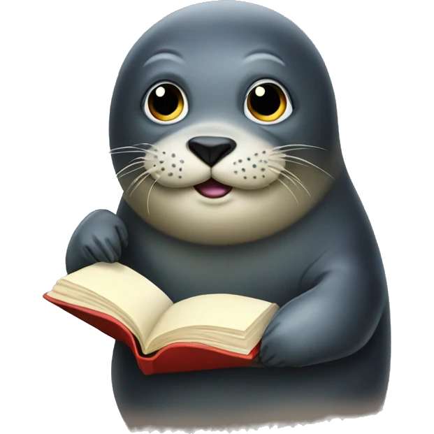 Seal holding a book emoji