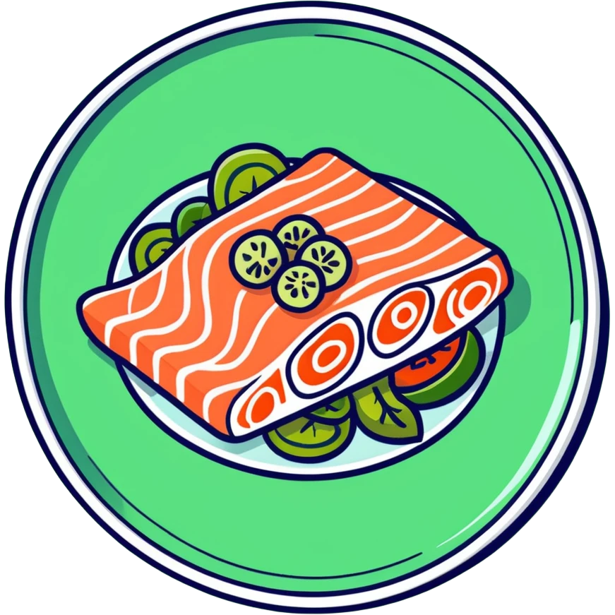 salmon salad served on a flat plate emoji
