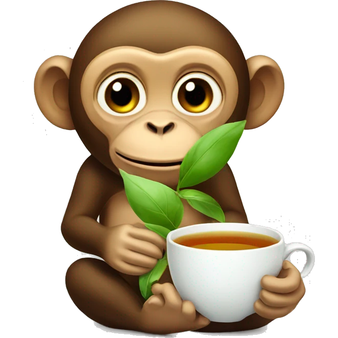 Monkey with green tea  emoji