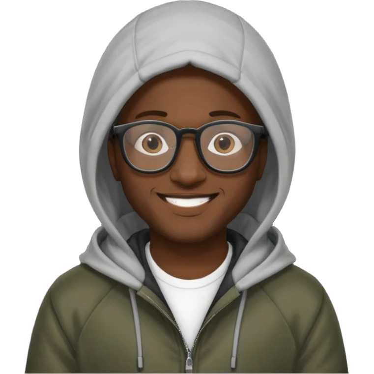black man in hooded jackets and glasses emoji
