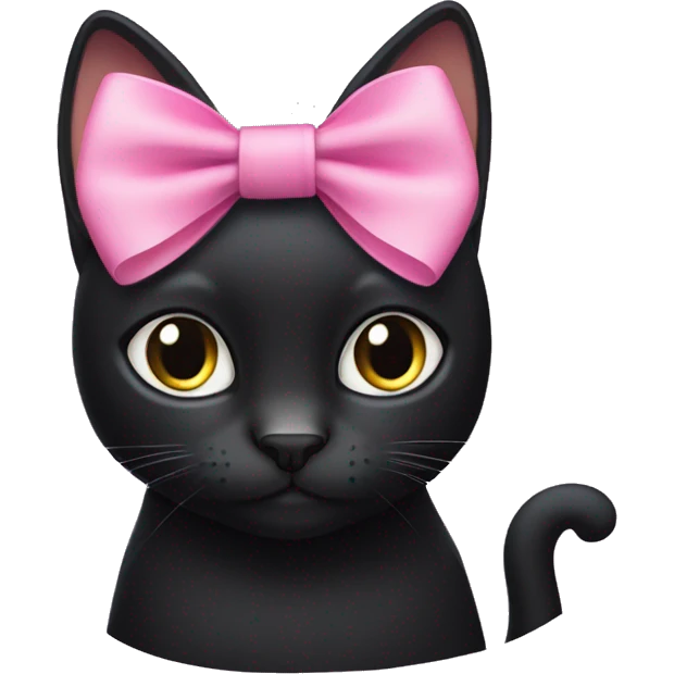 Black cat with pink bow on right ear emoji