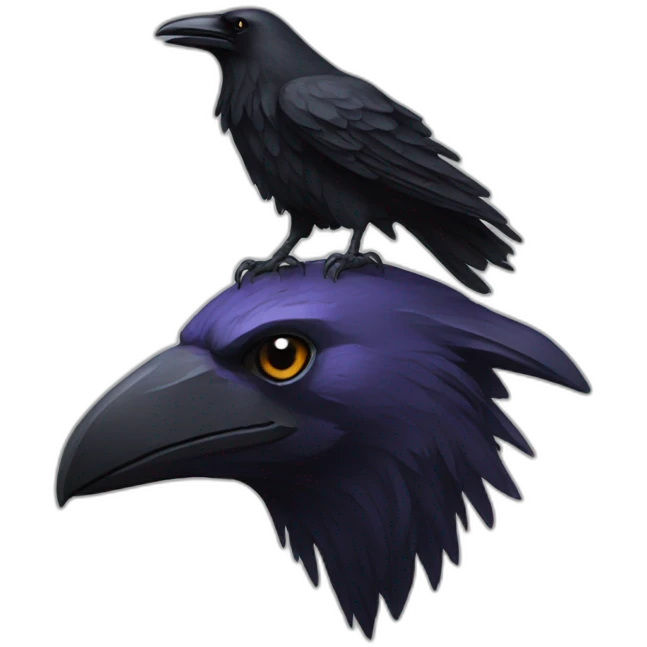 raven on  wolf head emoji