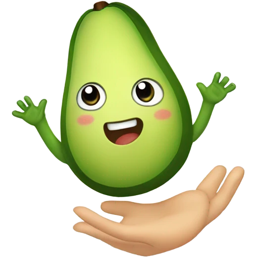 happy avocado with hands up emoji
