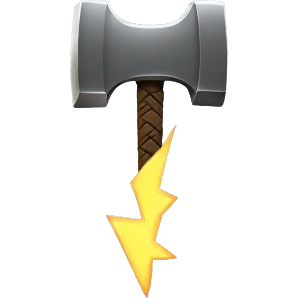 mjolnir with lightning, 45 degrees emoji