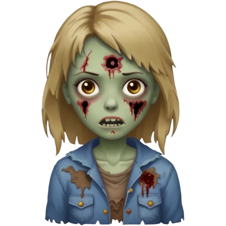 Zombie girl medium dark blonde hair brown eyes  emoji