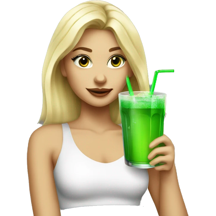 Pretty Blonde girl with green drink in club  emoji