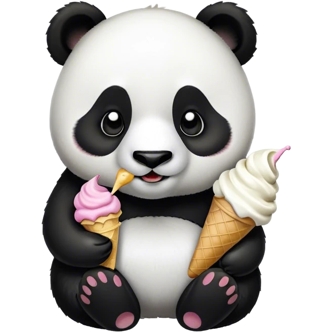 Panda eating ice cream emoji