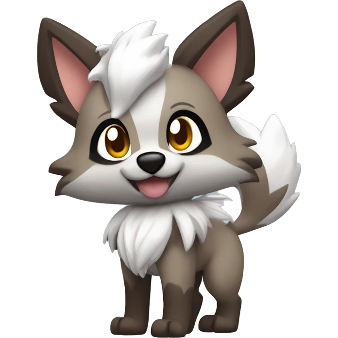 Kawaii Cool Chibi Poochyena-Rocruff-Lycanroc-Pokémon Full Body Detailed High Quality emoji