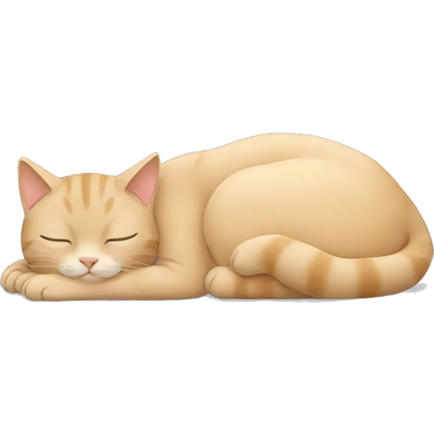 Beige cat sleeping with girl emoji