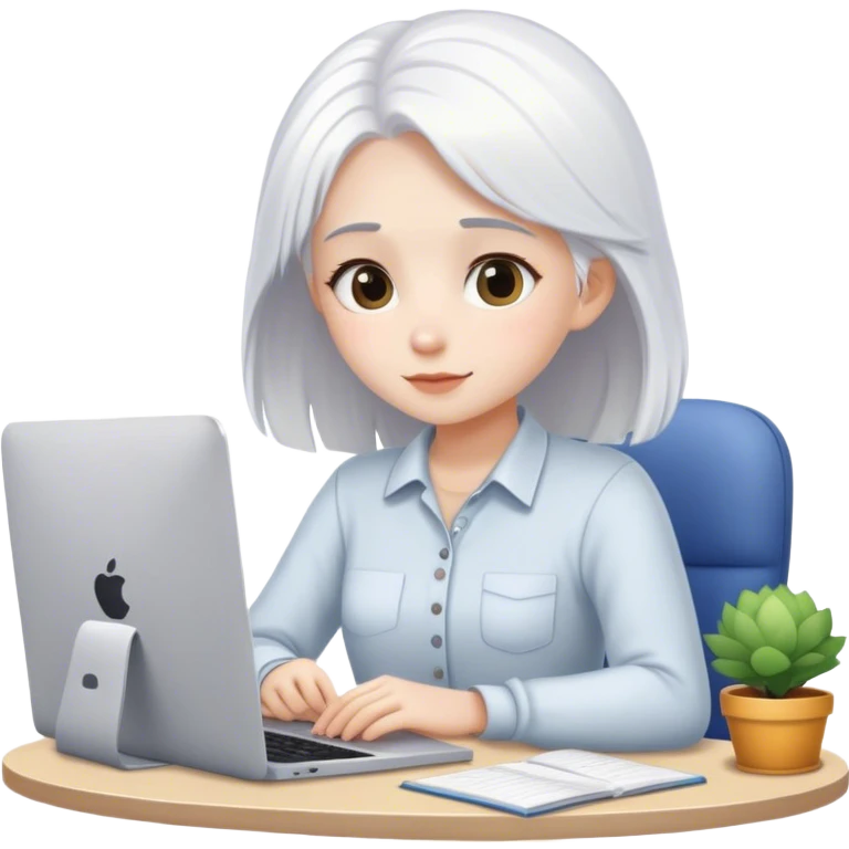 Work from home white kawai girl emoji