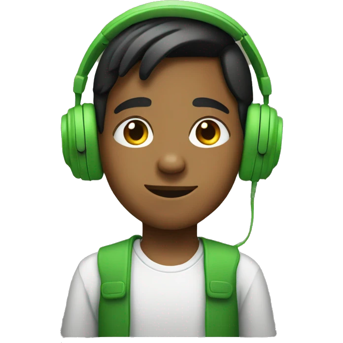Indian boy with green headphones emoji