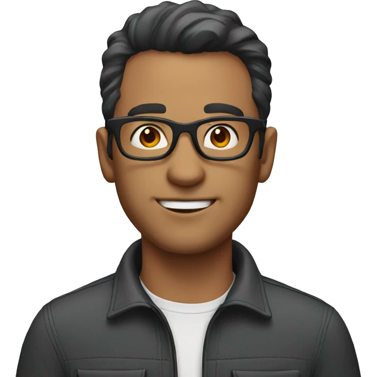 Dad with dark hair and red glasses emoji