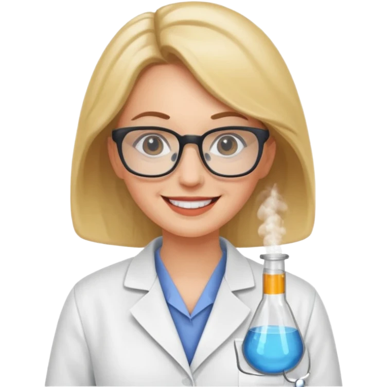 a white woman scientist wearing glasses emoji