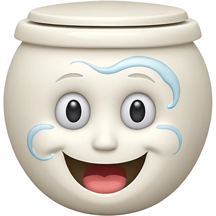 Flush toilet with a face smile emoji