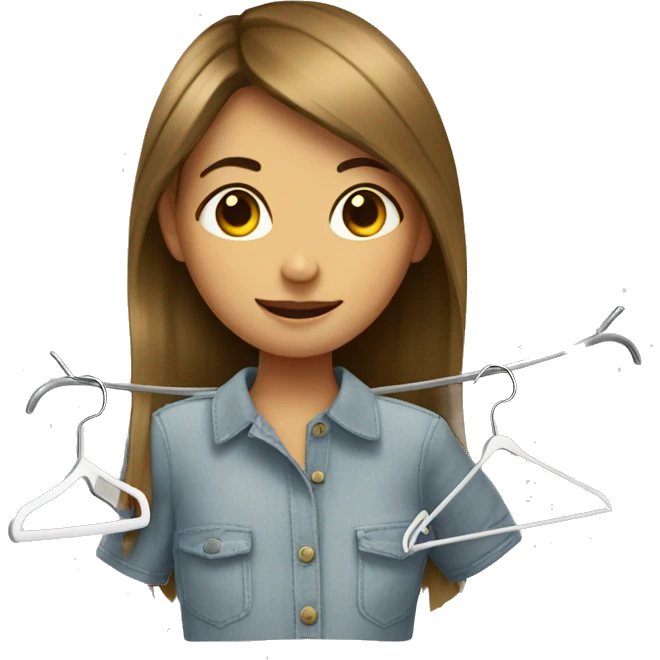 Girl with a hanger of fabric samples emoji