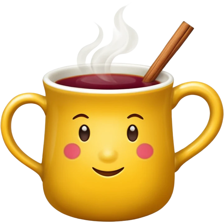 a yellow mug with steaming mulled wine without straw

 emoji
