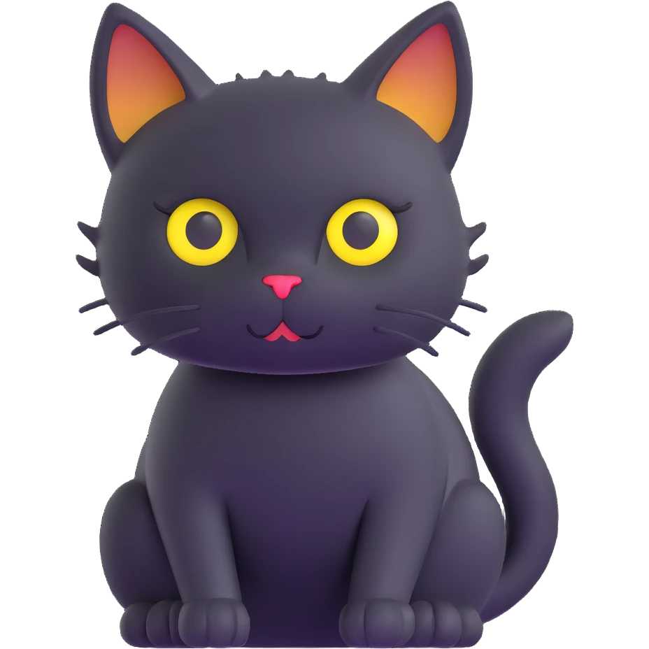 small black cat with yellow eyes emoji