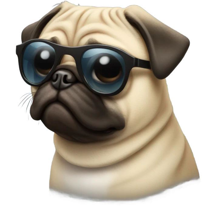 A pug wearing sunglasses emoji