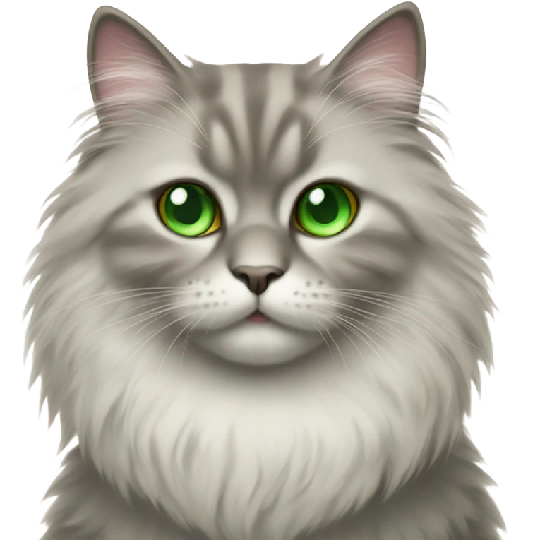 fluffy cat with green eyes  emoji