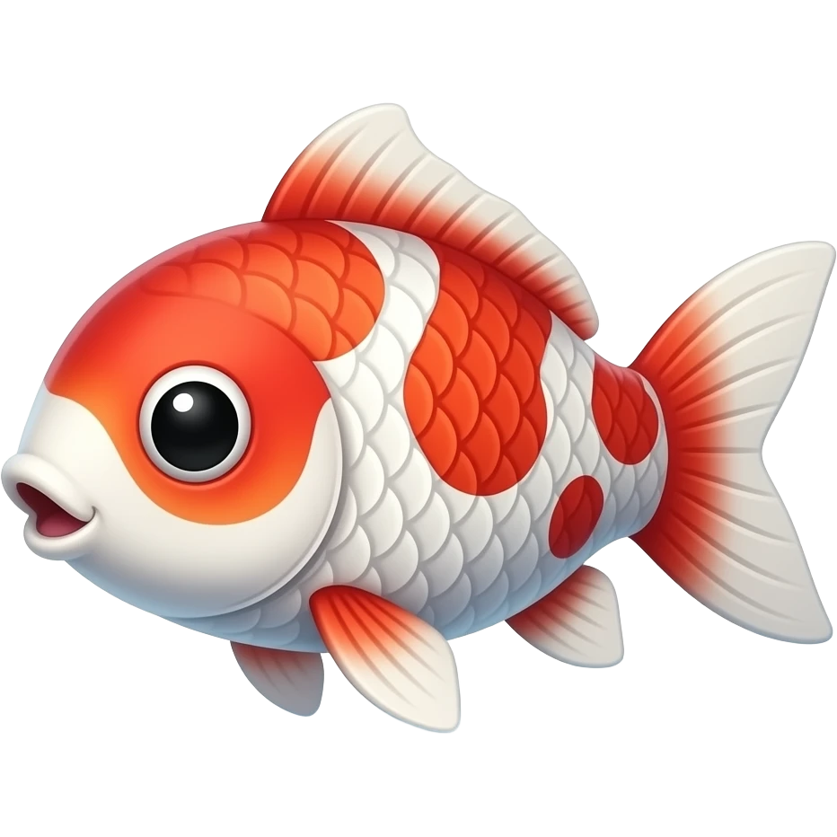 humanoid cute koi fish 3d cartoon in winter snow background emoji