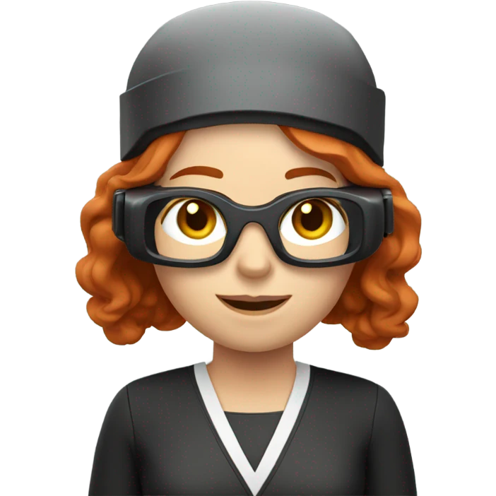 redhead teacher wearing a VR headset emoji