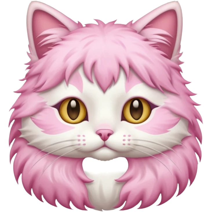 Fluffy cat with pastel pink fur. emoji