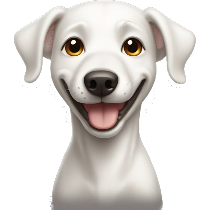 skinny smiling white dog  emoji
