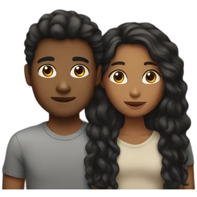 interracial couple with long hair boy emoji
