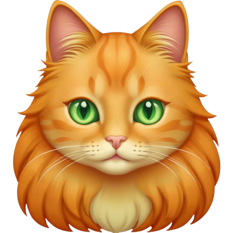 Long haired light orange cat with green eyes emoji