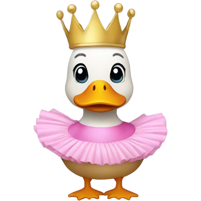 Duck with pink leotard and tutu and crown emoji