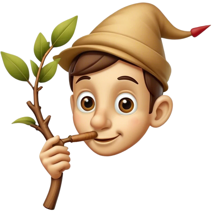 Pinnochio with a branch nose  emoji