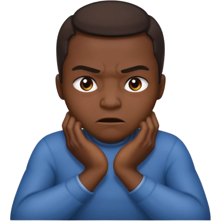 Grabbing throat with hands and looking angry with arms crossed and under chin emoji