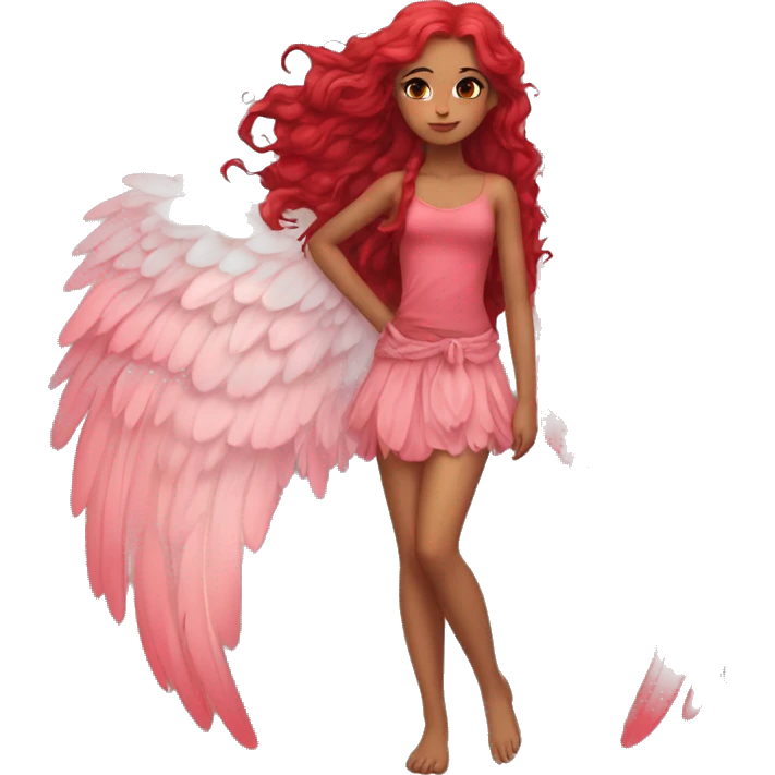 big wings, rose, Beautiful, fairy, red, long hair emoji