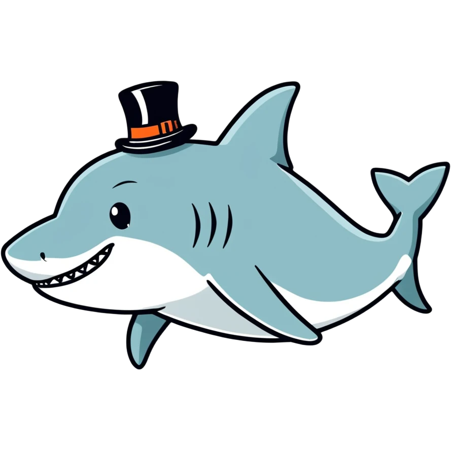 Shark with a top hat emoji