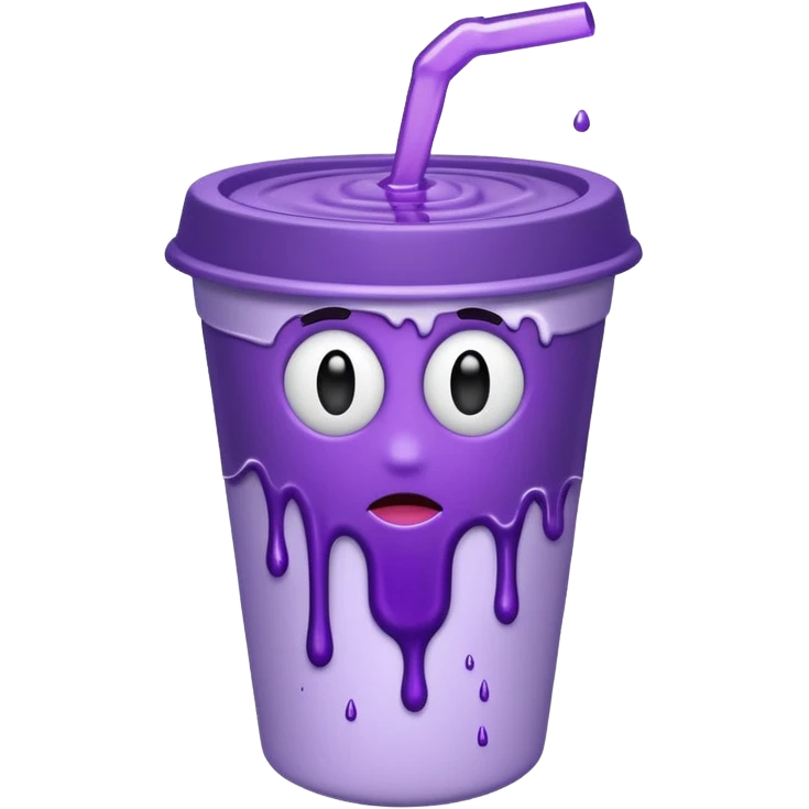 sytrofoam cup with a thick purple liquid dripping emoji