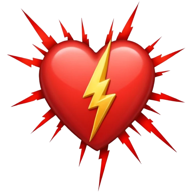 Heart with 13 pt lightning bolt in the middle emoji