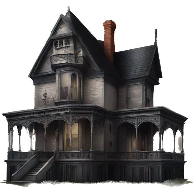 Side view Victorian style Nevermore Academy. Haunted Addams 5 story house.  emoji