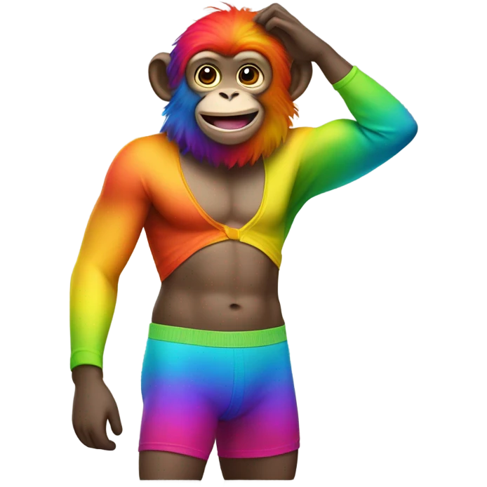 Monkey with rainbow underwear emoji