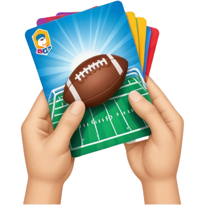hand opening football card packs in madden emoji