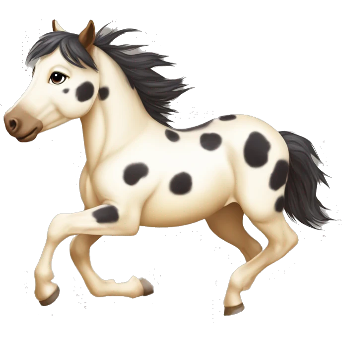 Scruffy scarred scratched scratches scratch scars Piebald tricolor palomino yellow brown pony with dark brown spots galloping running emoji