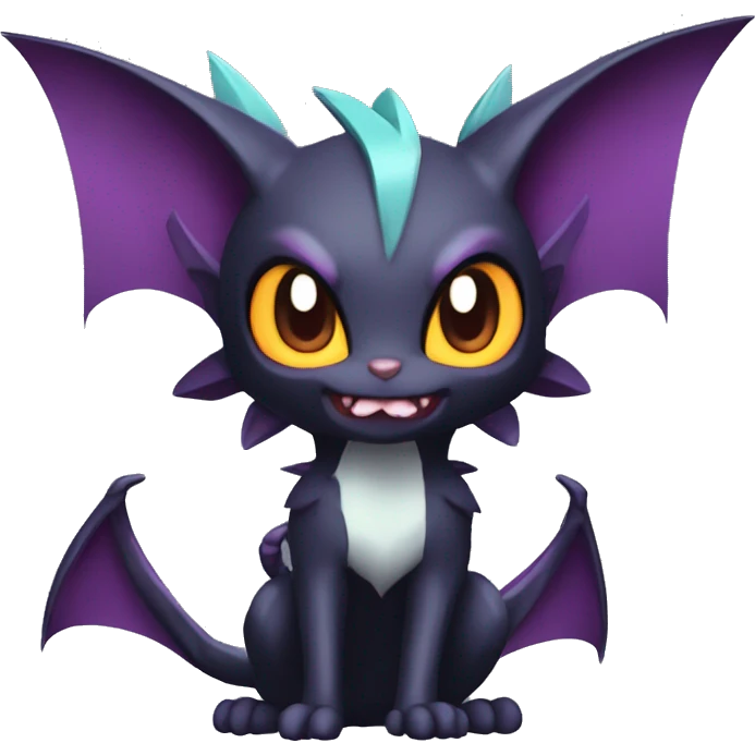  Kawaii Edgy Cool Vampiric Beautiful Noivern-Nargacuga-Litten with big Bat Ears full body emoji