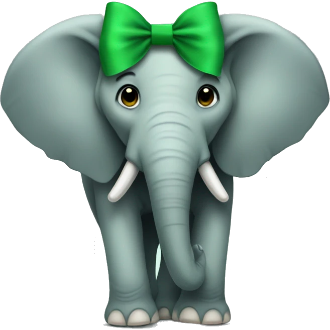 Elephant wearing a green bow emoji