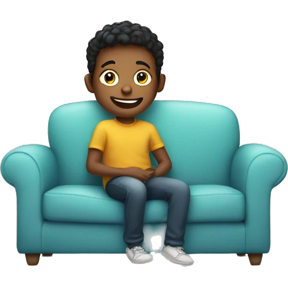 smiling boy on couch emoji