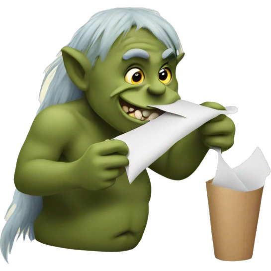 Troll eating paper emoji