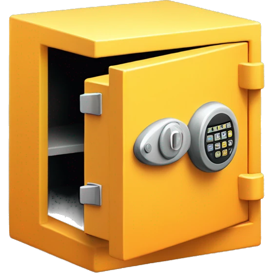 3d  isometric small safe in yellow or light orange emoji
