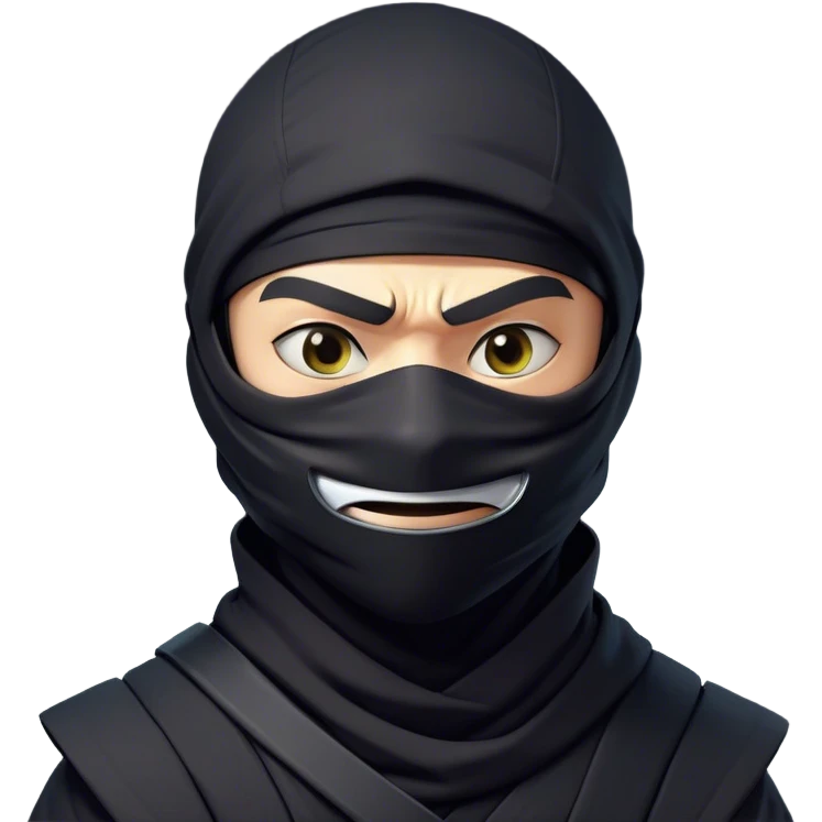 Clash of Clans aesthetic Comical Ninja Portrait Emoji, Head tilted dramatically with an exaggerated, fun expression and wide, comically expressive eyes peeking from a partially lifted mask, featuring a lean, agile form with playful stealth and natural skin tone, Simplified yet humorously expressive features, highly detailed, glowing with a slightly sassy shadowy glow, high shine, dramatic yet playful, stylized with an air of cheeky ninja mischief, soft glowing outline, capturing the essence of a meme-worthy ninja who blends humor with stealth into viral fame! emoji