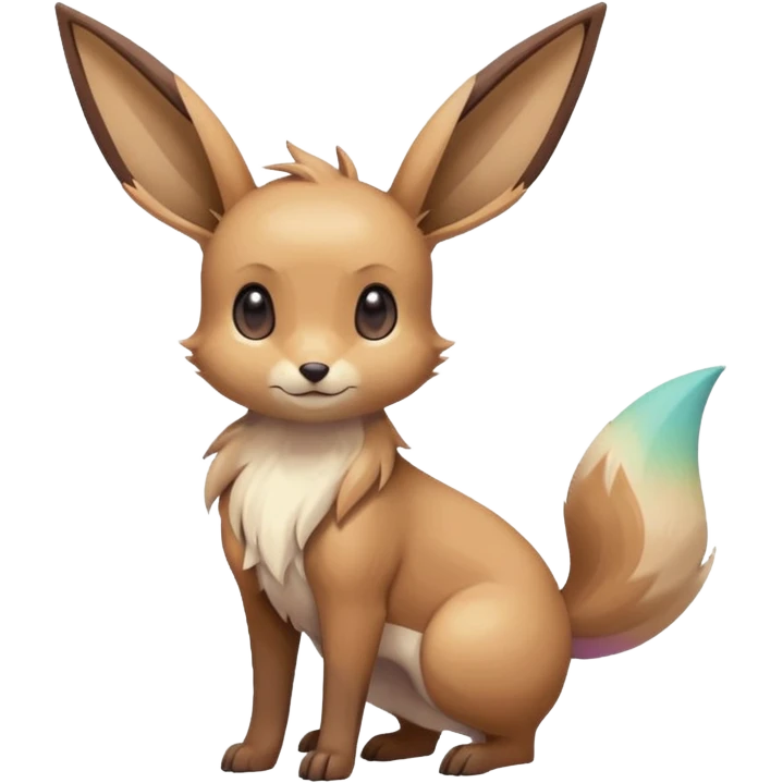 Kawaii Shiny Colorful Pastel Slender Elegant Sleek Thin Beautiful Gorgeous Pretty Mature Realistic Eevee-Fakémon-Pokémon-creature Full Body emoji
