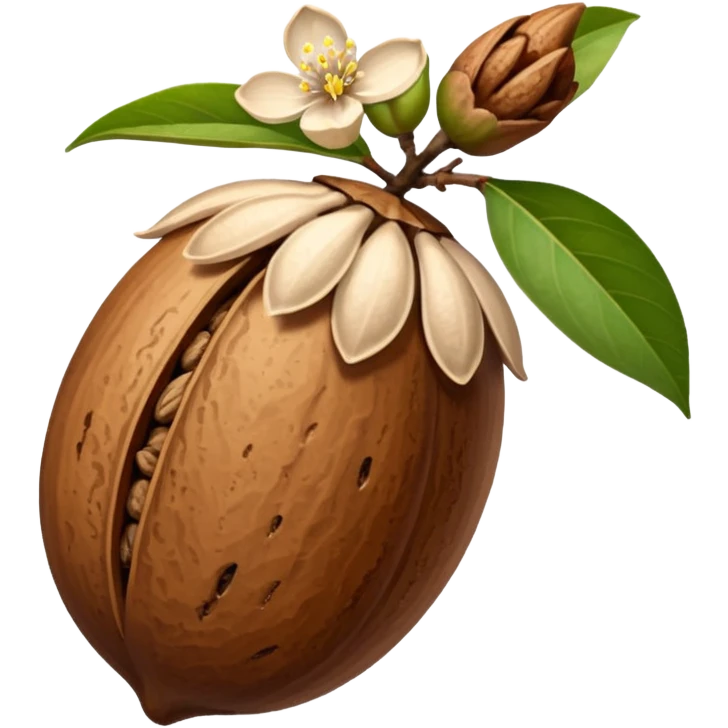 nutmeg pod with a small blossom emoji